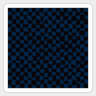 Warped Checkerboard, Black and Blue Magnet